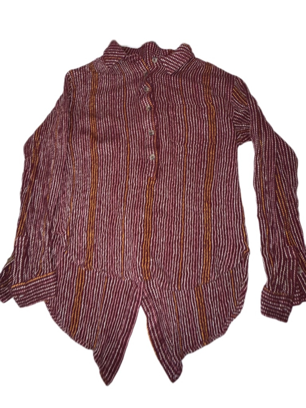 Anthropologie Striped Button Back Blouse Size Small Fitted High Low Hem Boho - Picture 5 of 8